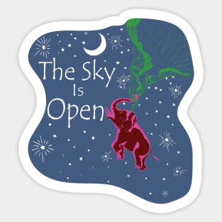 The Sky Is Open - Aeronautical Elephant On Balloon Sticker